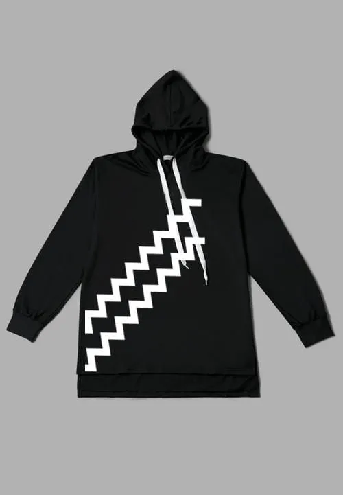 MT778Q Unisex Men Hoodie Diagonal Zigzag blk