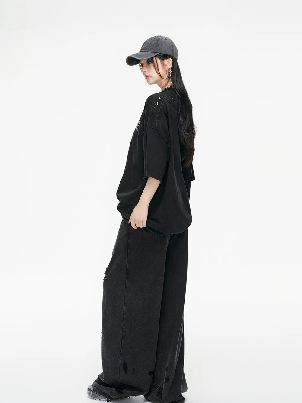 MUKTANK x ARDENCODE Washed Embellished Oversized Cotton T-shirt