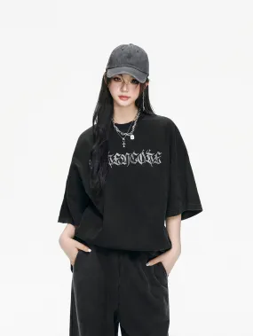 MUKTANK x ARDENCODE Washed Embellished Oversized Cotton T-shirt