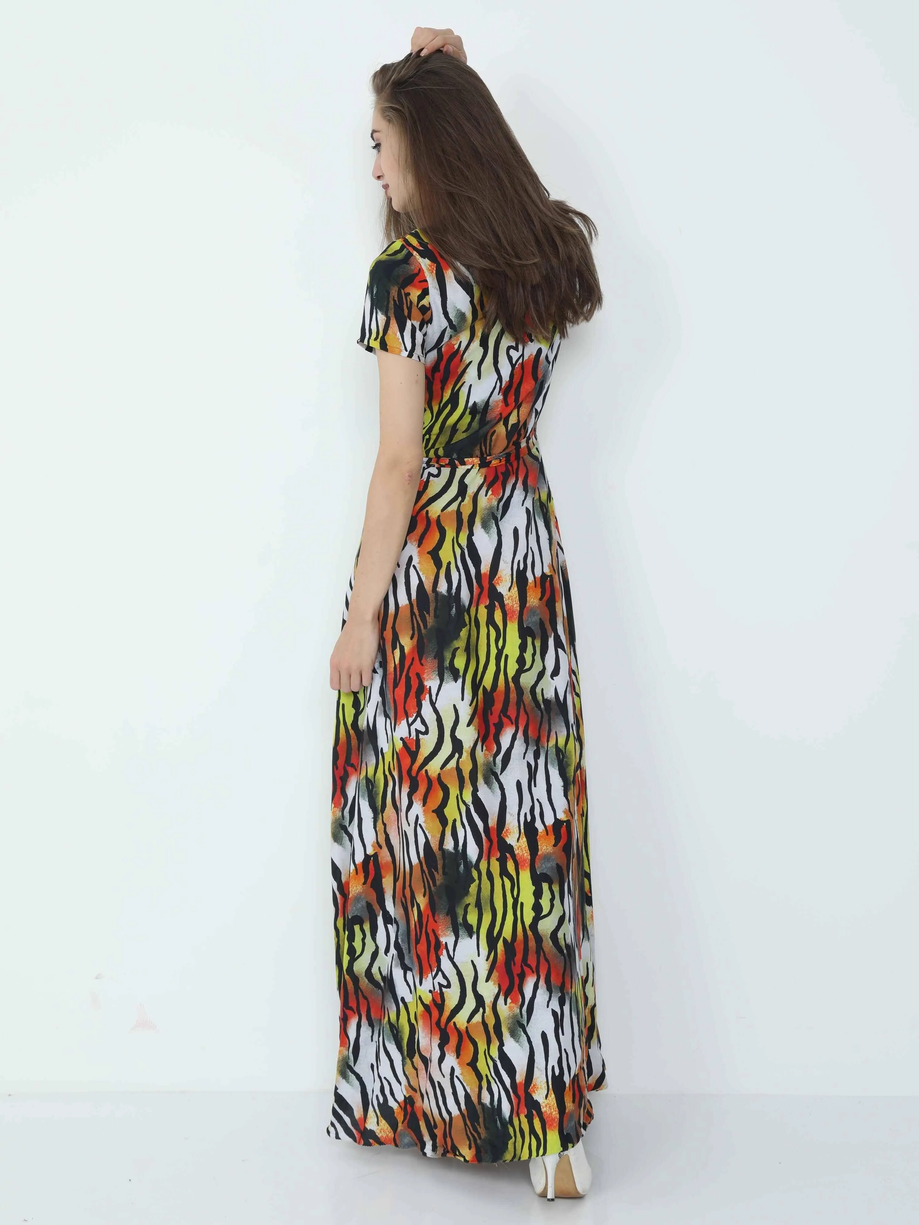 Multicolored Digital Print Fit & Flare Maxi Dress