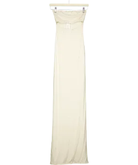 Naked Wardrobe Cream Smooth Cut Out Tube Maxi Dress UK 8