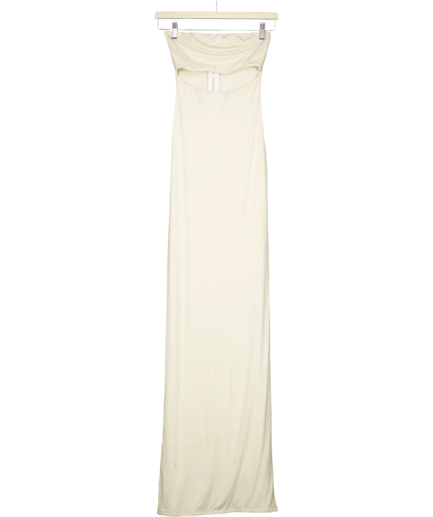 Naked Wardrobe Cream Smooth Cut Out Tube Maxi Dress UK 8