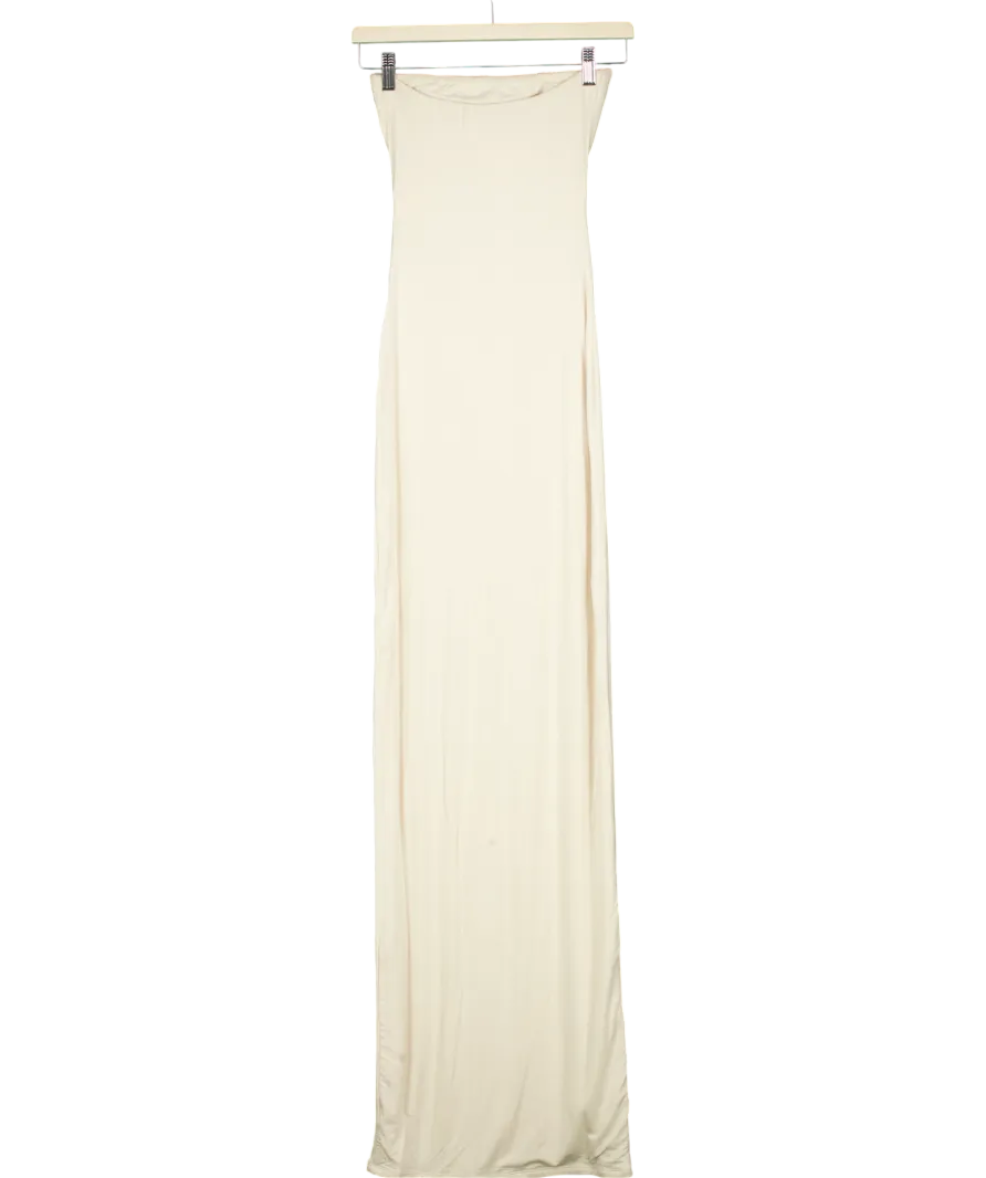 Naked Wardrobe Cream Smooth Cut Out Tube Maxi Dress UK 8