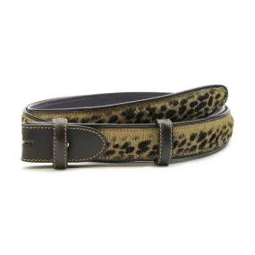 Narrow Leopard Print Pony Hair Belt Strap