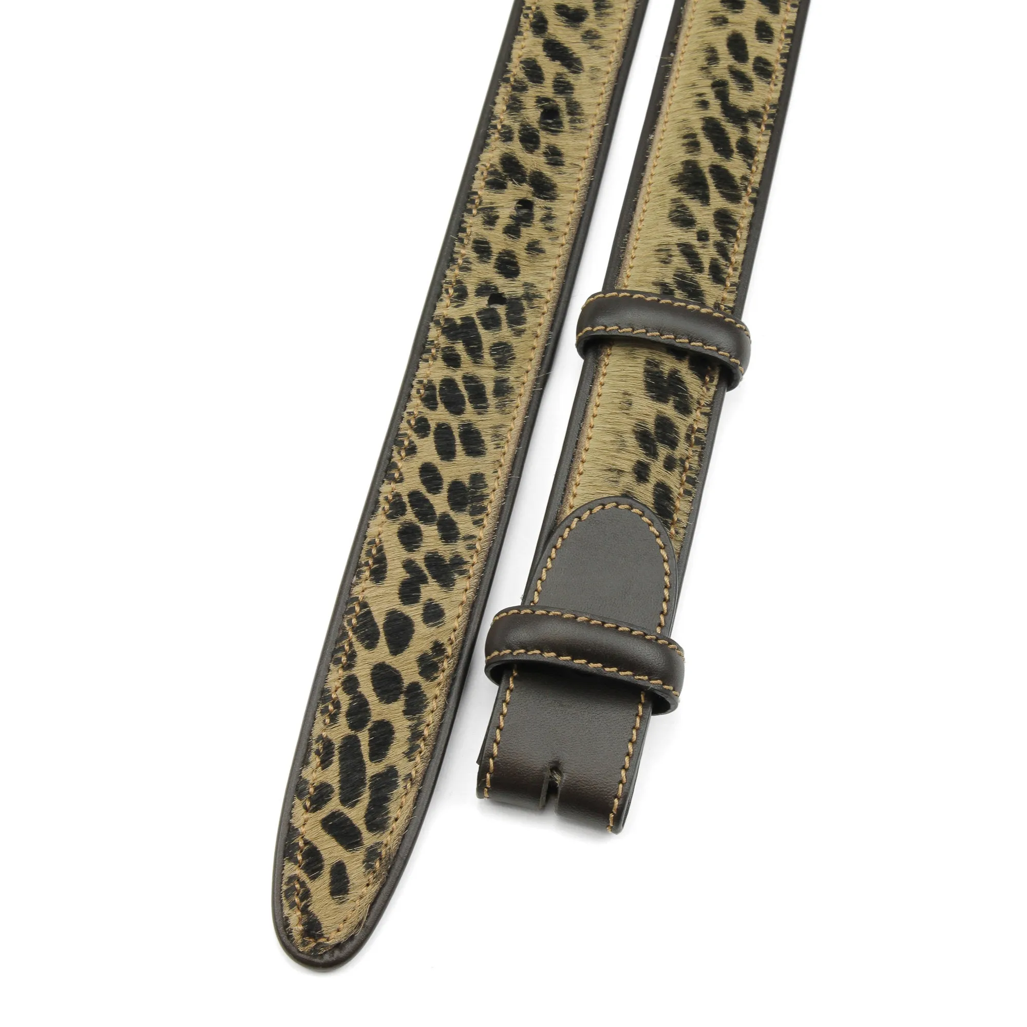 Narrow Leopard Print Pony Hair Belt Strap