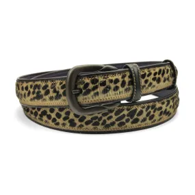 Narrow Leopard Print Pony Hair Belt