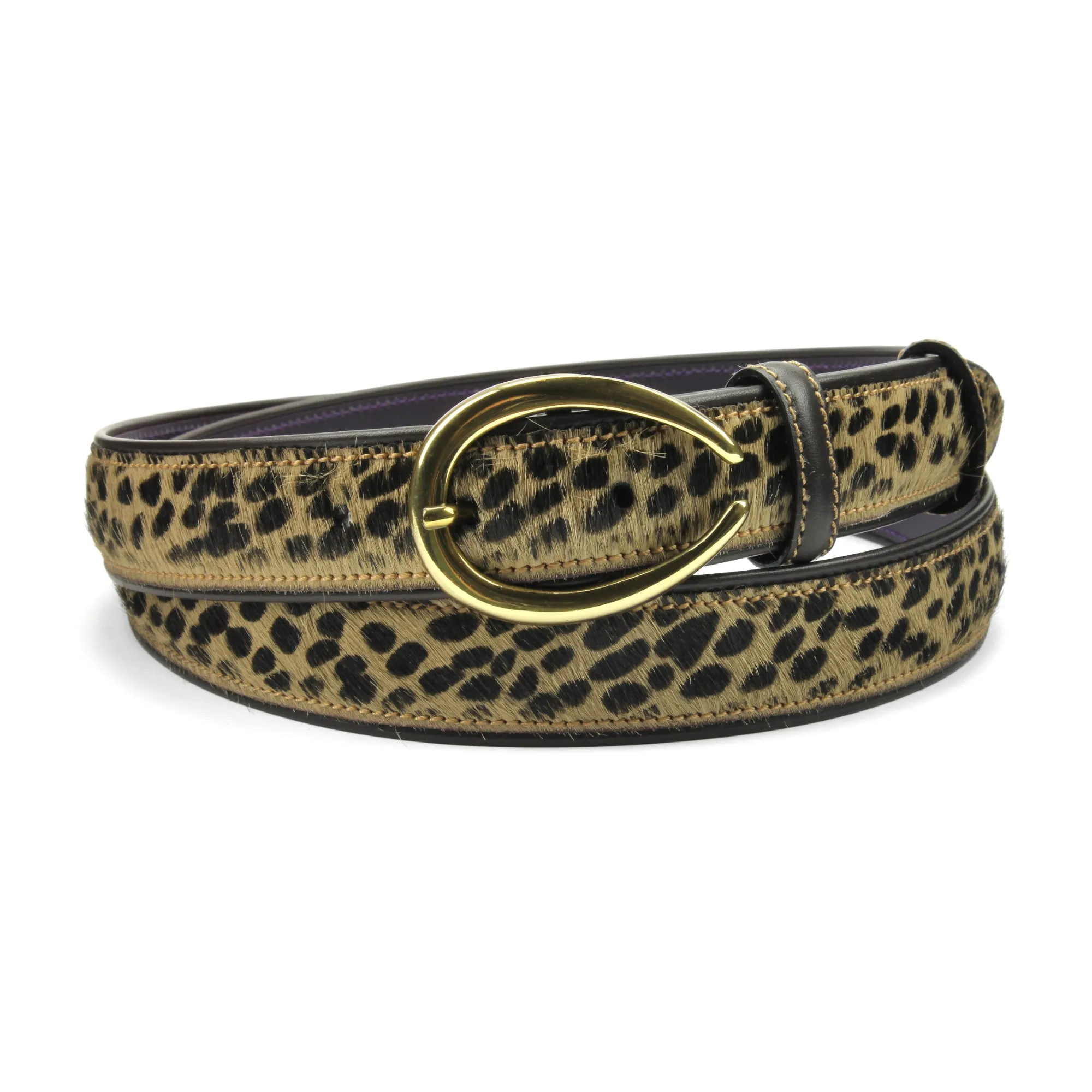 Narrow Leopard Print Pony Hair C Belt