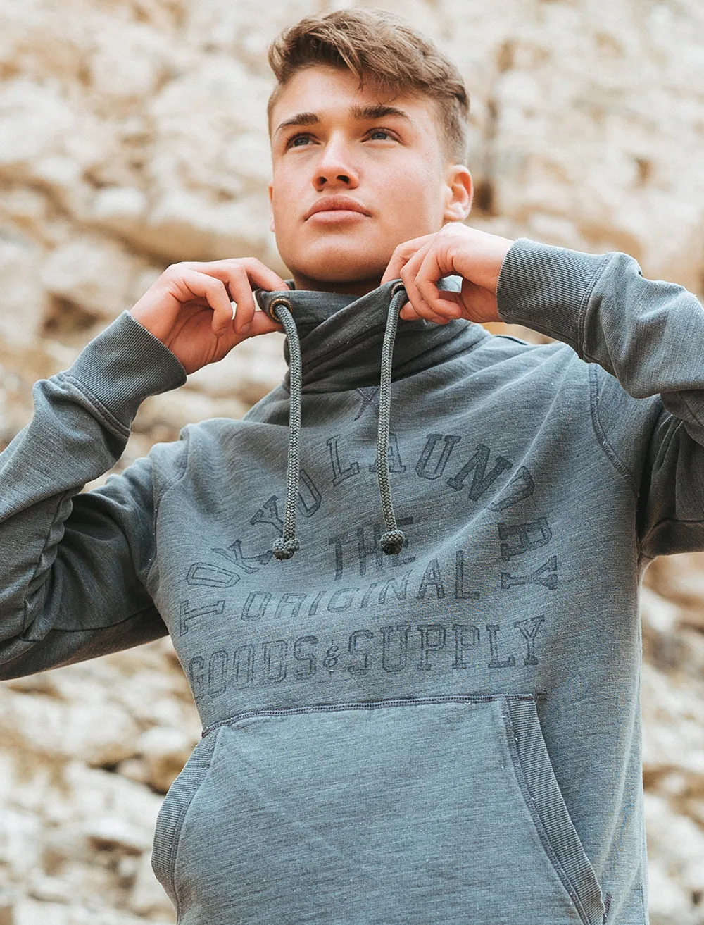 Nassau Bay Cowl Neck Pullover Hoodie in Timberwolf Grey - Tokyo Laundry