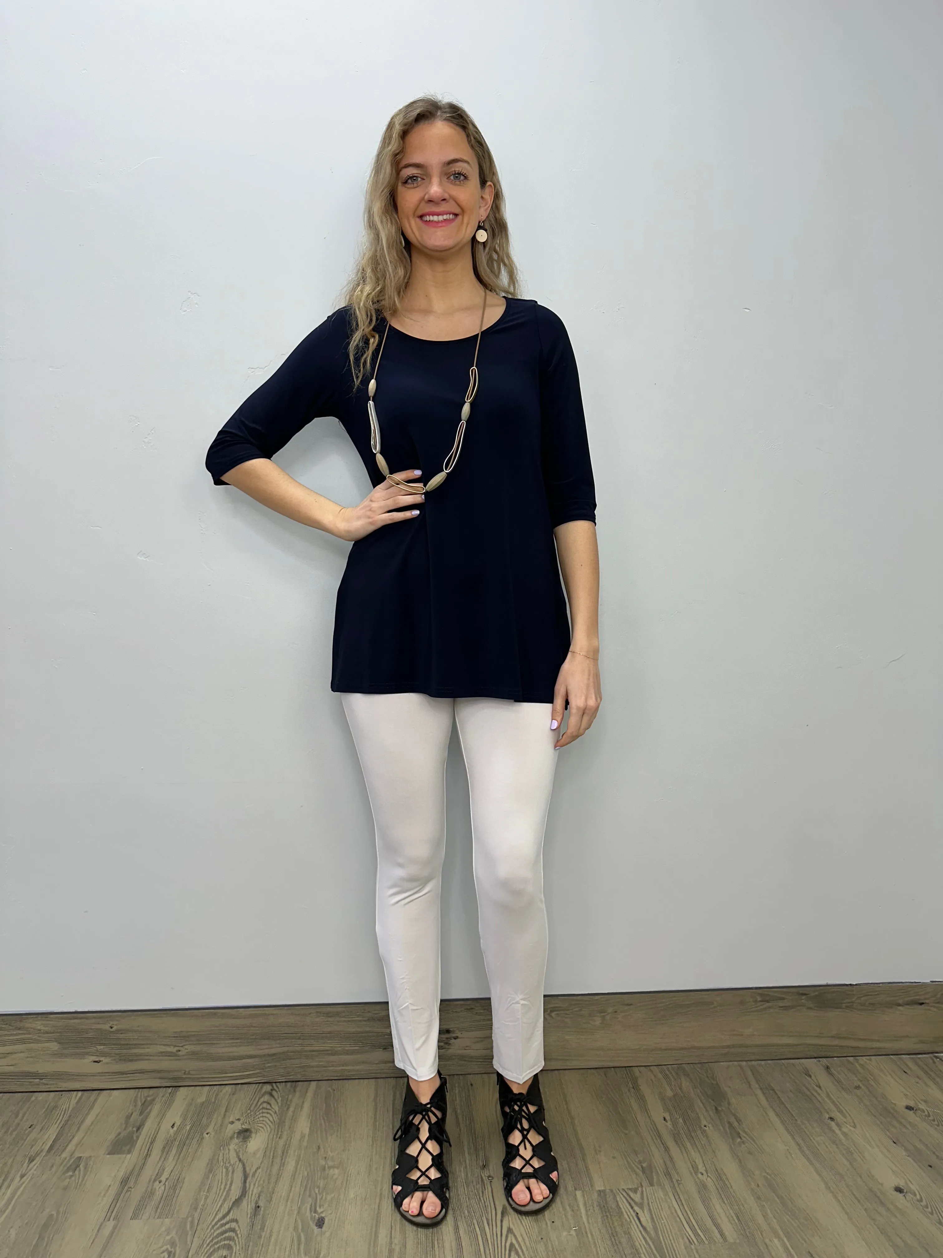 Navy ITY 3/4 Sleeve Tunic