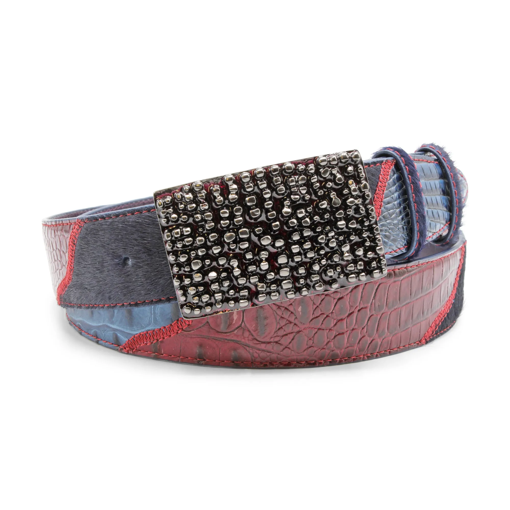 Navy/Burgundy Greystoke Triple  Mix Chunky Enamel Belt