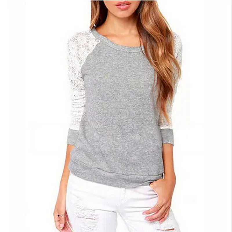 New 2016 Spring Autumn Women Backless Embroidery Lace Casual Hoodies Long Sleeve Sweatshirts Ladies