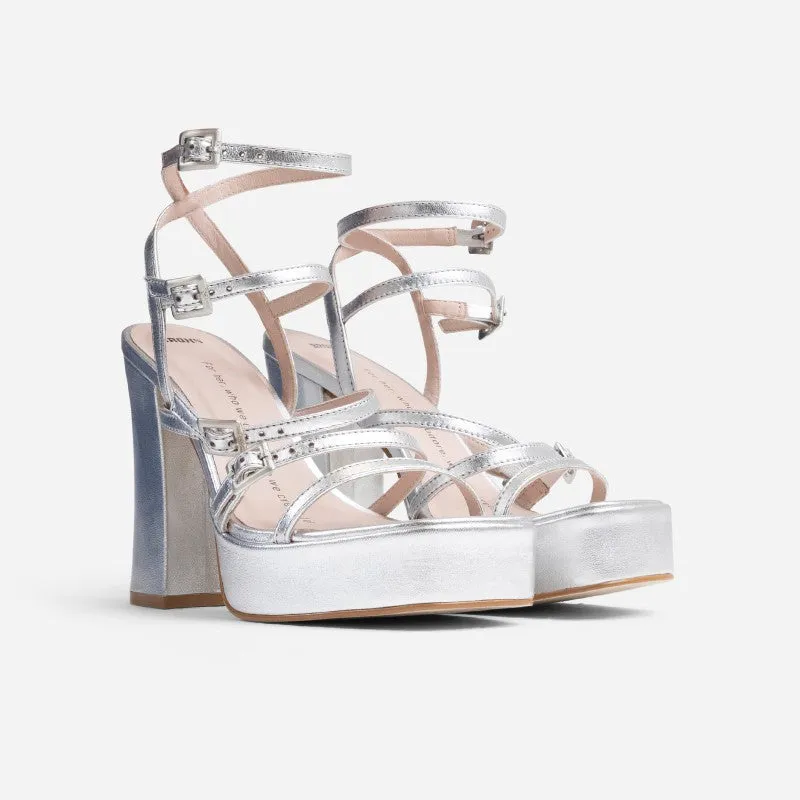 New Spice Silver Platform Heels