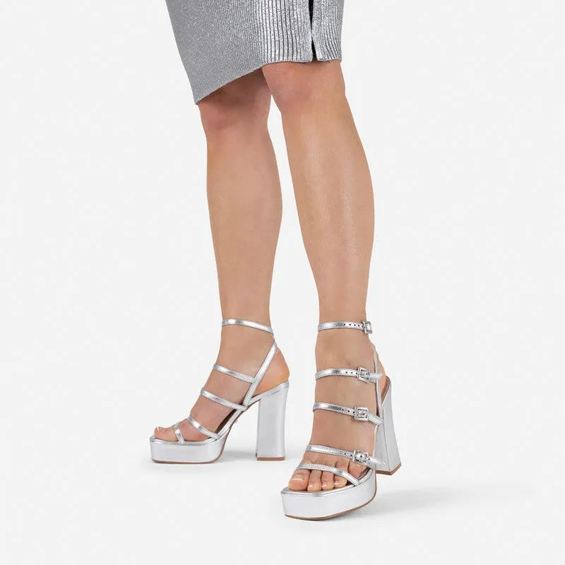 New Spice Silver Platform Heels