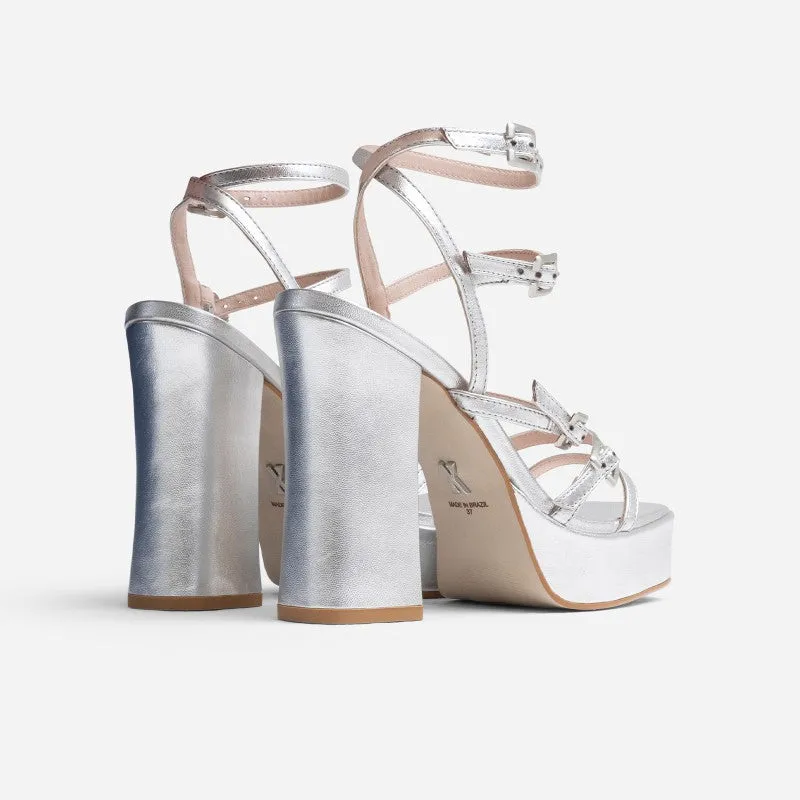 New Spice Silver Platform Heels