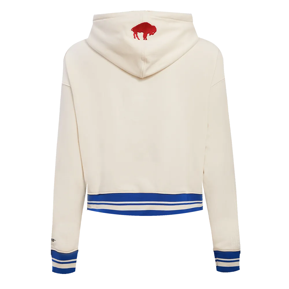 NFL BUFFALO BILLS RETRO CLASSIC WOMEN'S CROPPED PO HOODIE (EGGSHELL/ROYAL BLUE)