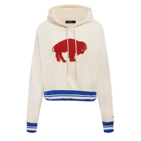 NFL BUFFALO BILLS RETRO CLASSIC WOMEN'S CROPPED PO HOODIE (EGGSHELL/ROYAL BLUE)