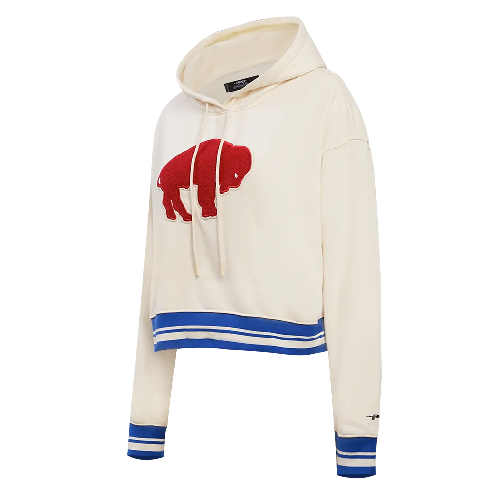 NFL BUFFALO BILLS RETRO CLASSIC WOMEN'S CROPPED PO HOODIE (EGGSHELL/ROYAL BLUE)