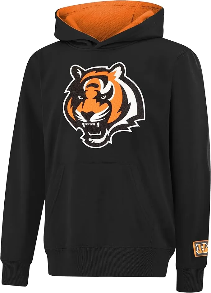 NFL Official Youth Super Soft Hoodie Sweatshirt Pullover - Warm Polyester Blend|Cincinnati Bengals