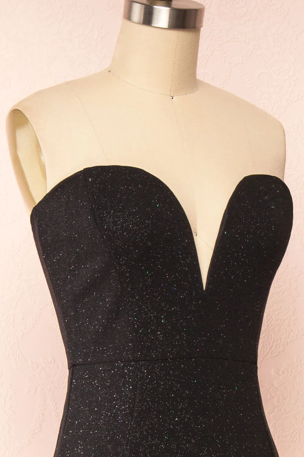 Norcia Black | Shimmery Bustier Mermaid Maxi Dress