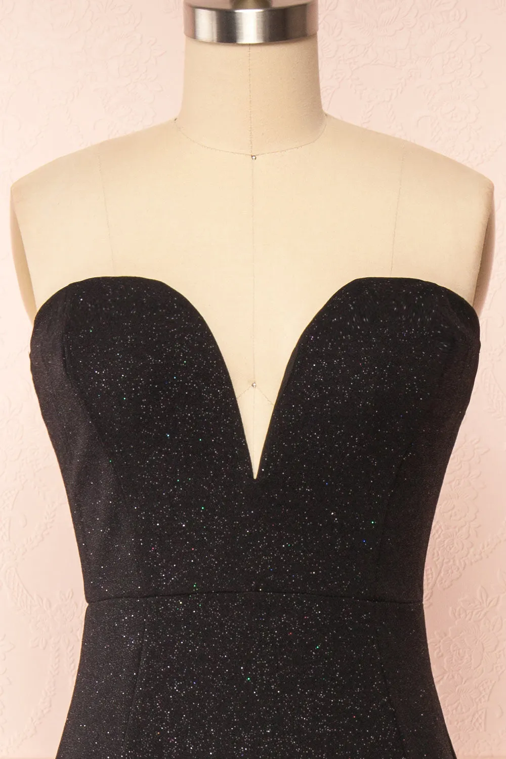 Norcia Black | Shimmery Bustier Mermaid Maxi Dress