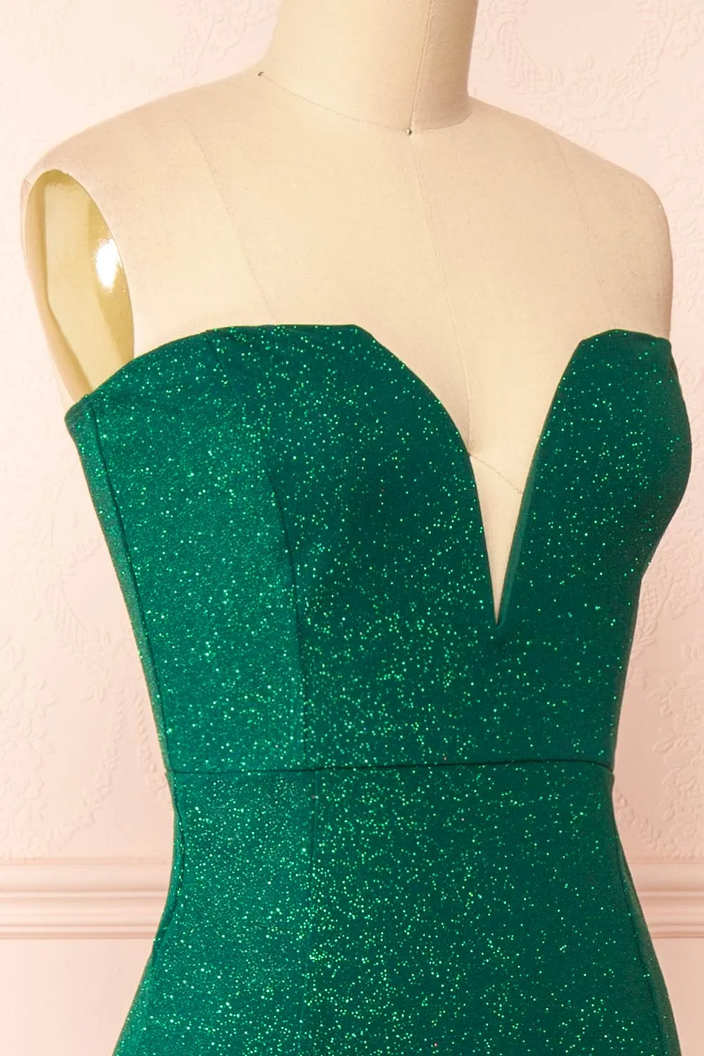 Norcia Green | Shimmery Bustier Mermaid Maxi Dress