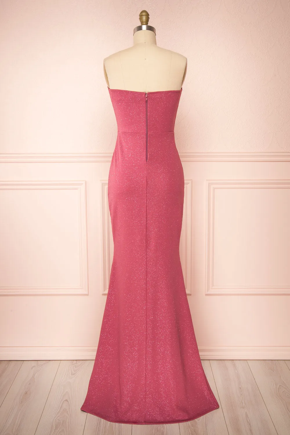 Norcia Pink | Shimmery Bustier Mermaid Maxi Dress