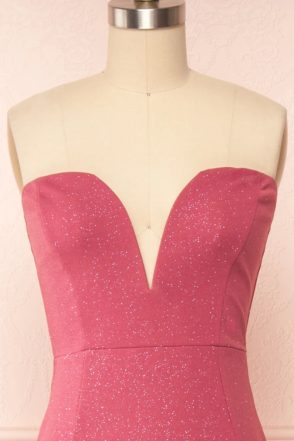 Norcia Pink | Shimmery Bustier Mermaid Maxi Dress