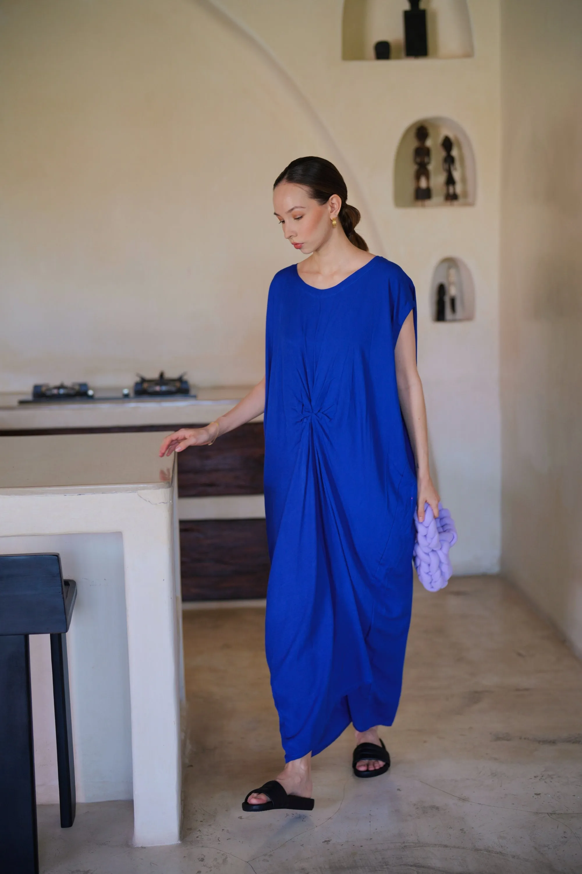 Nova Kaftan Dress in Indigo