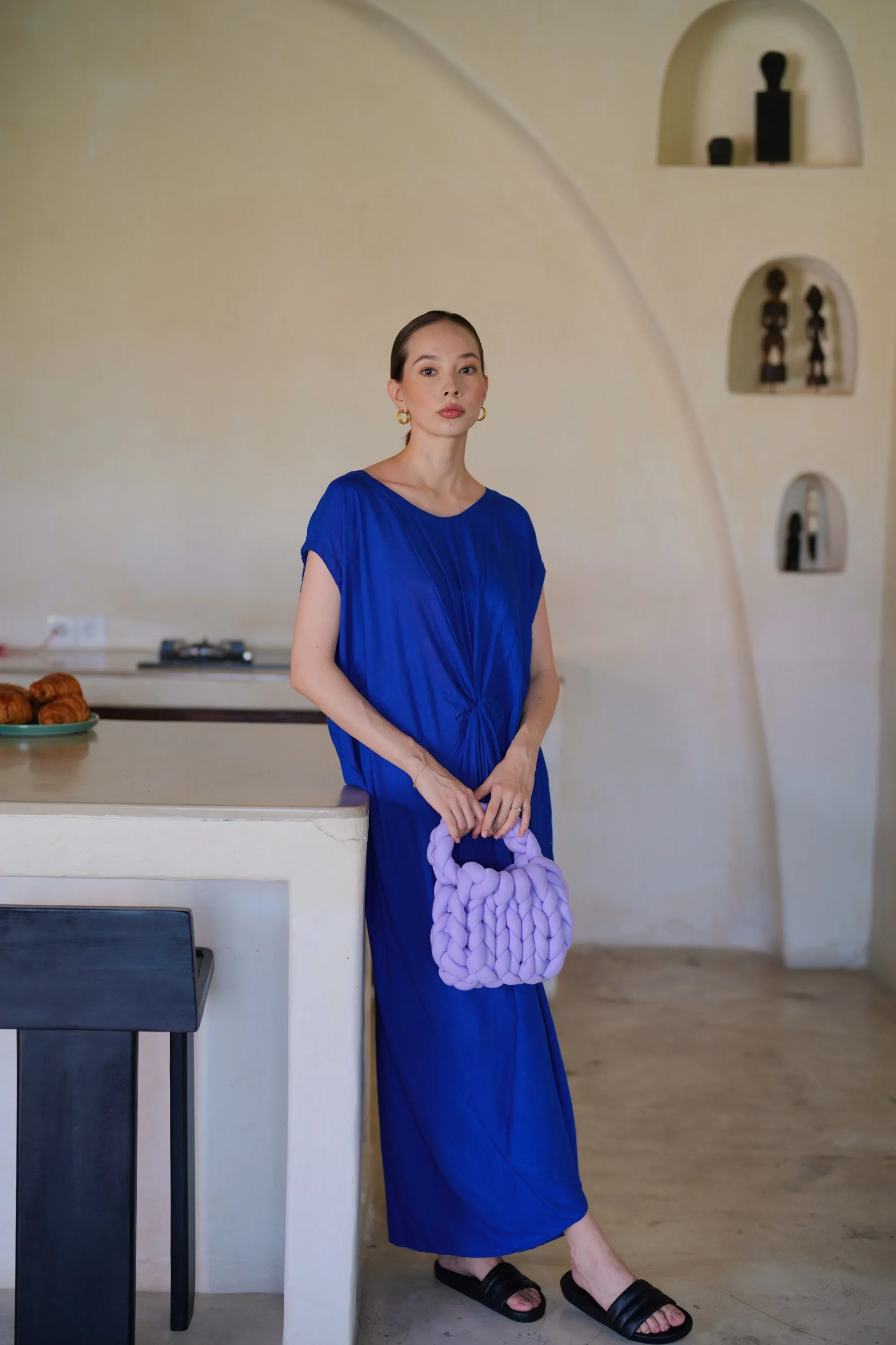 Nova Kaftan Dress in Indigo