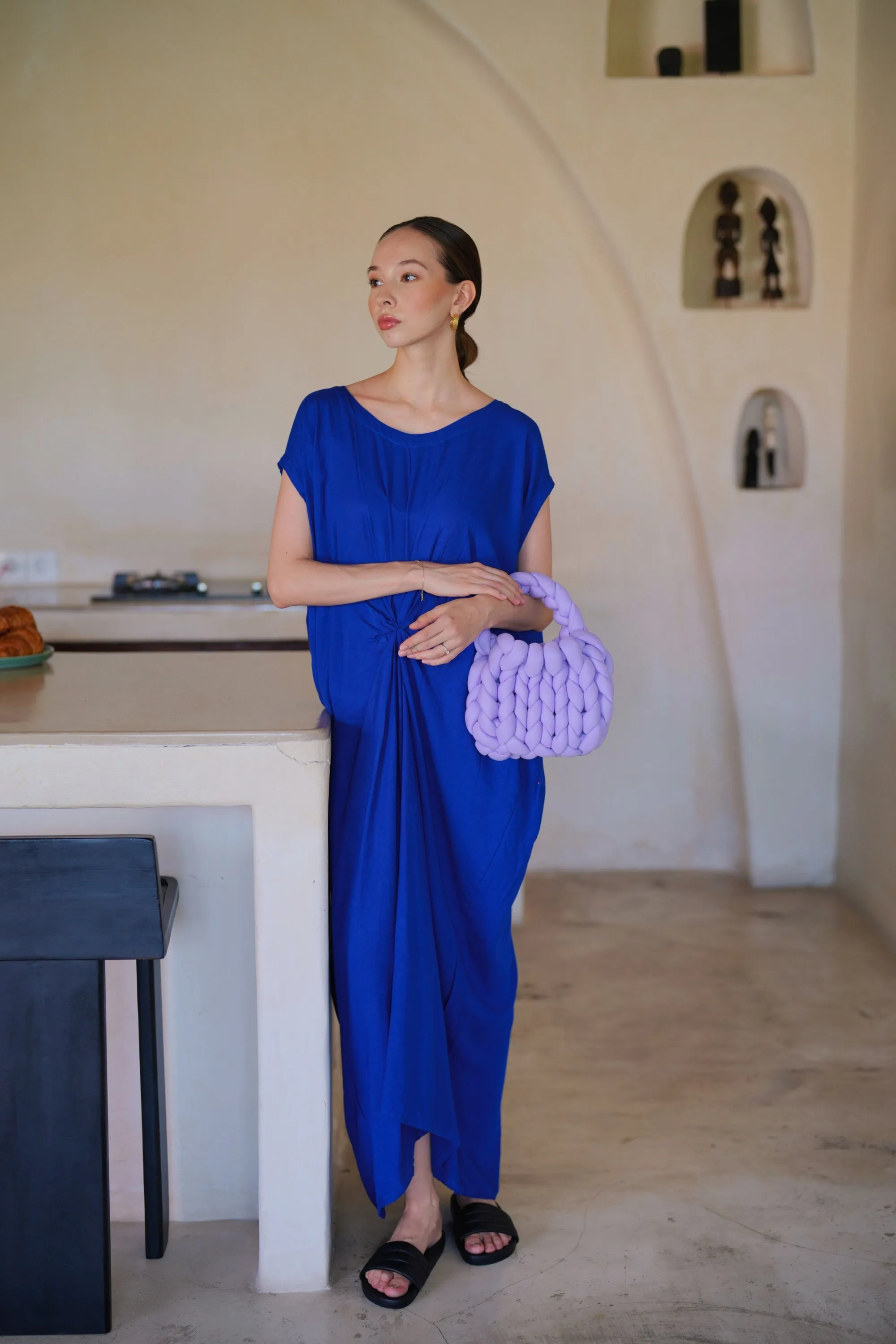 Nova Kaftan Dress in Indigo