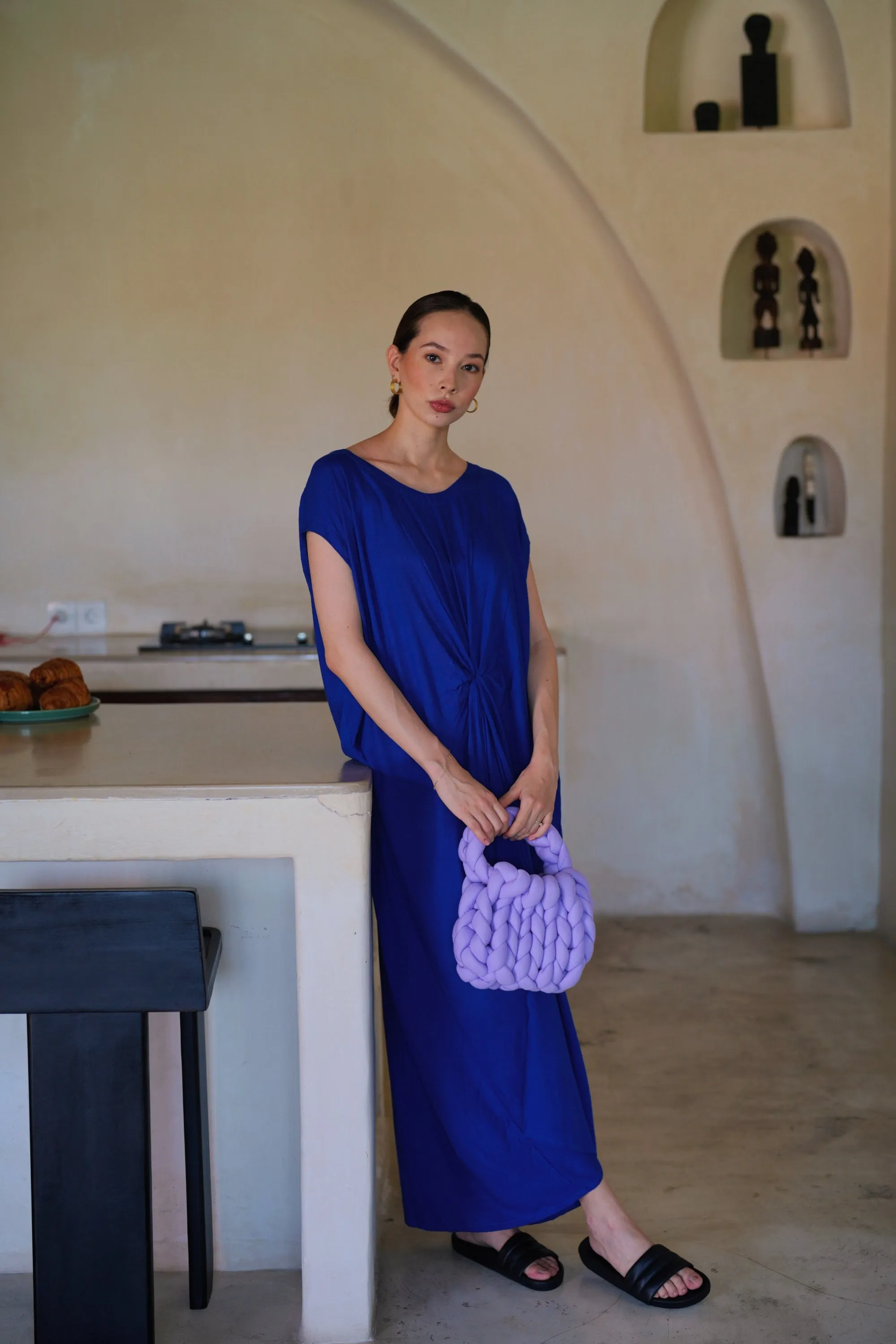 Nova Kaftan Dress in Indigo