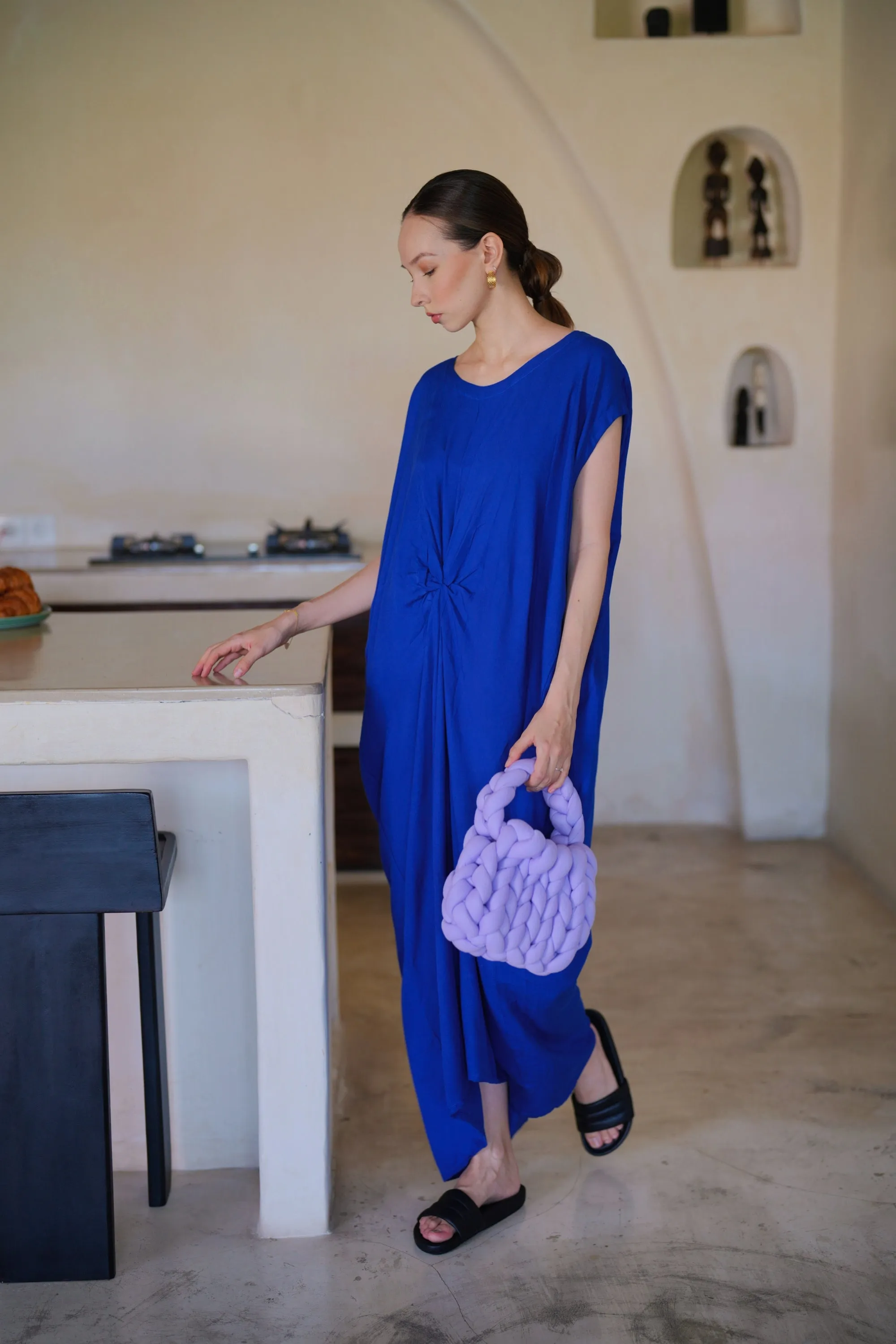 Nova Kaftan Dress in Indigo