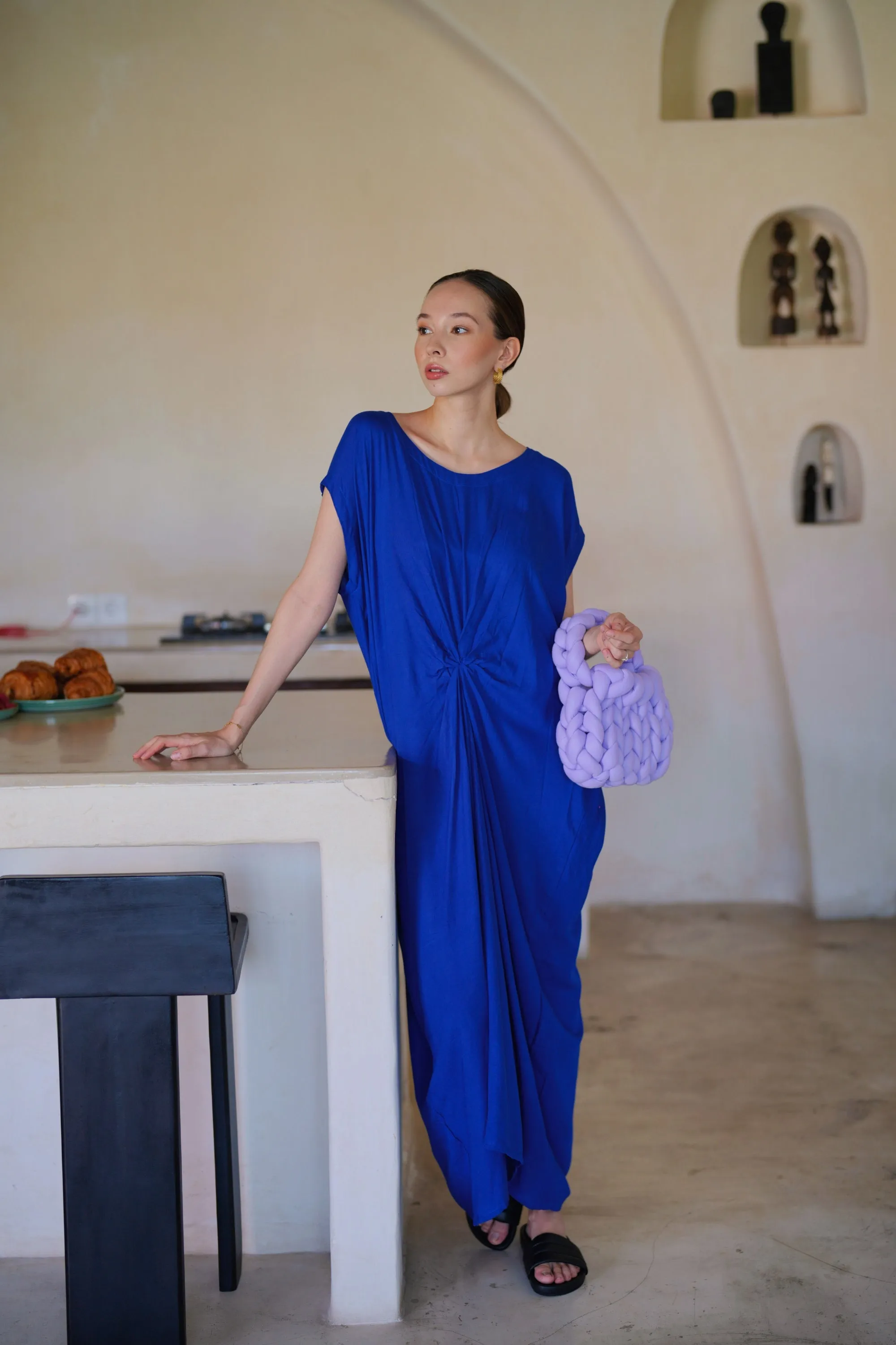 Nova Kaftan Dress in Indigo