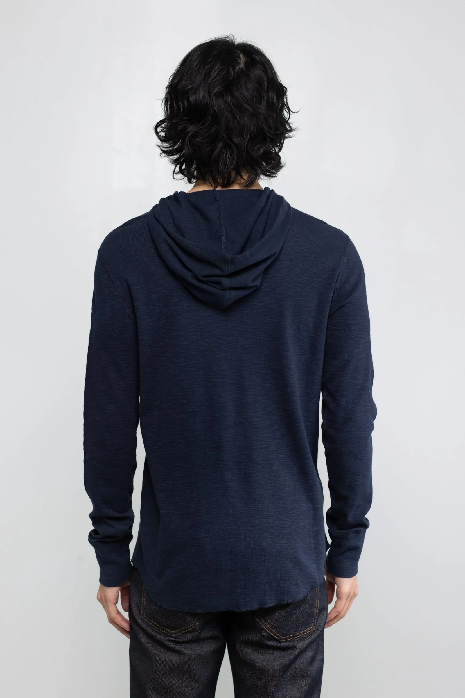 NS2165-5 Slub 1x1 Pullover Hoodie in Navy