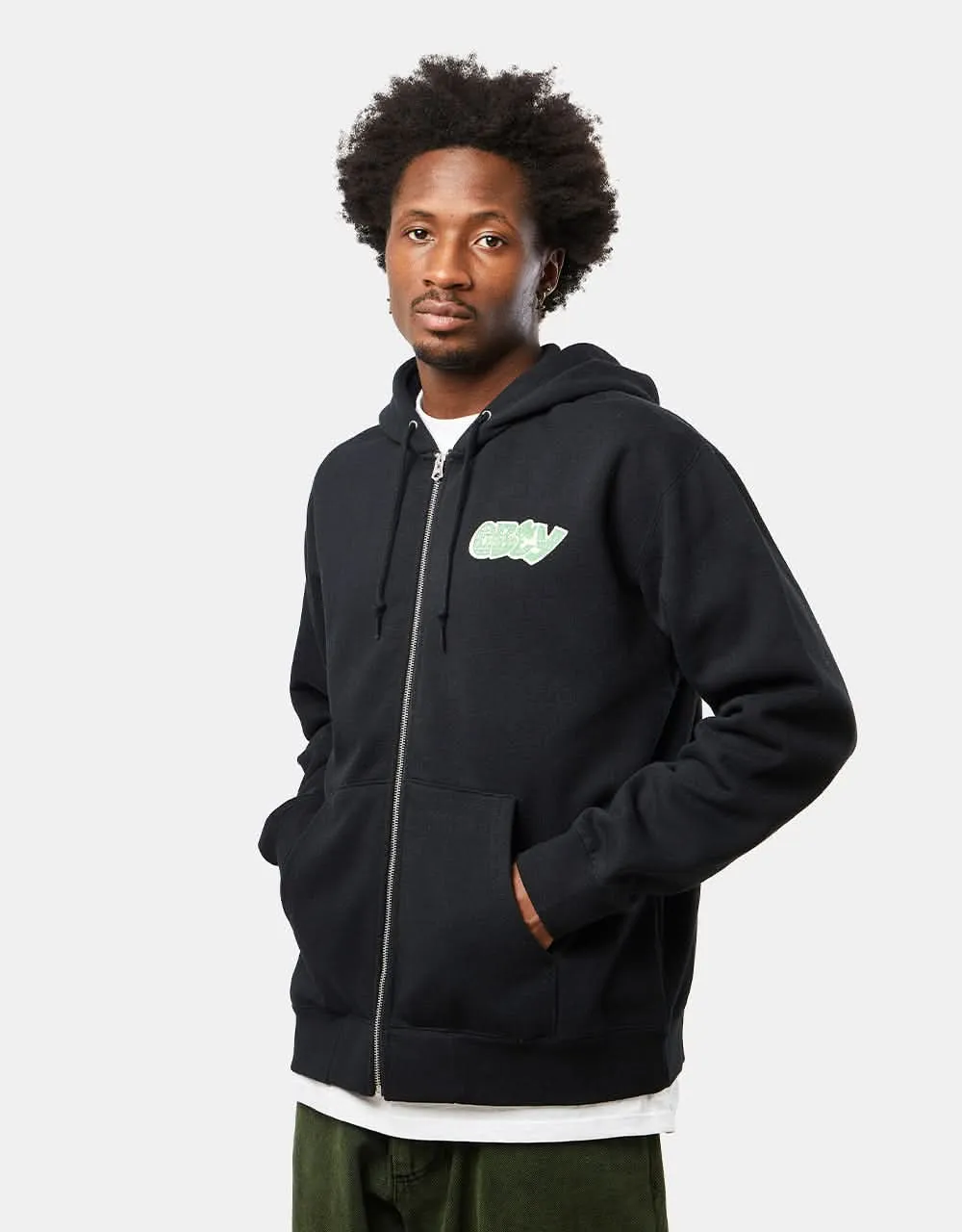 Obey City Watch Dog Zip Hoodie - Black