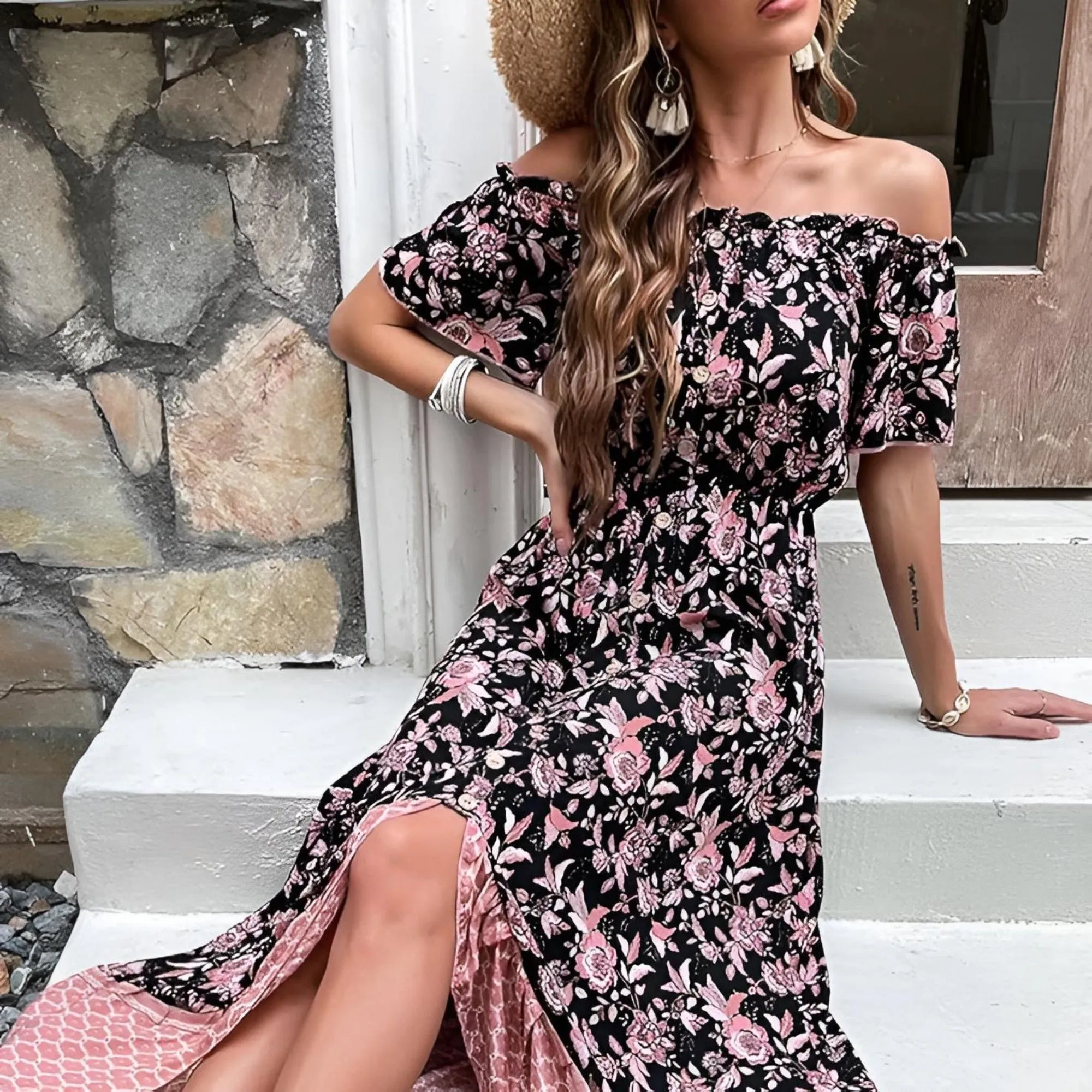 Off Shoulder Bohemian Maxi