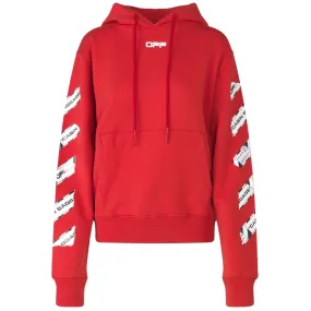 Off-White Airport Tape Diag Red Hoodie