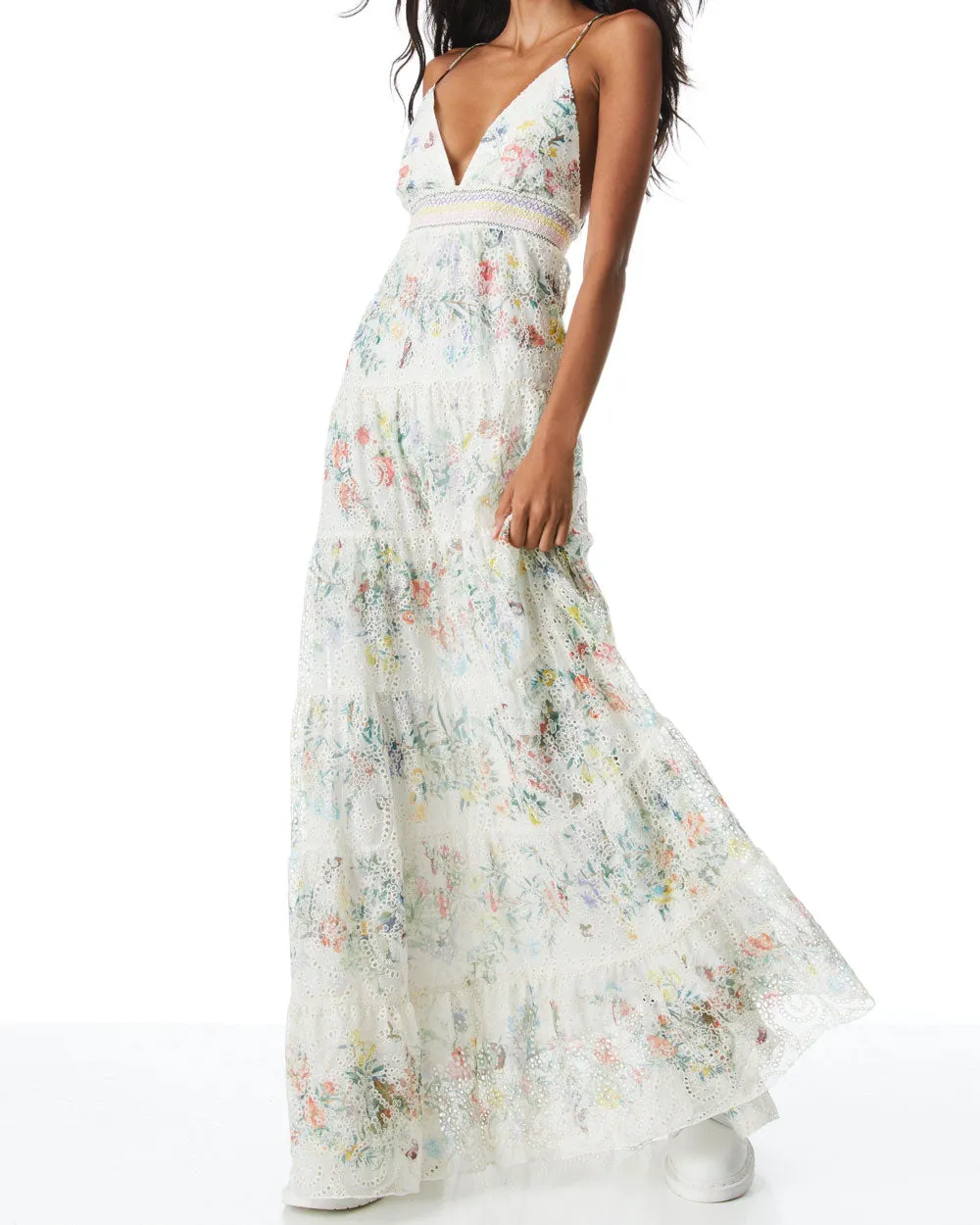 Off White Floral Karolina Tiered Maxi Dress