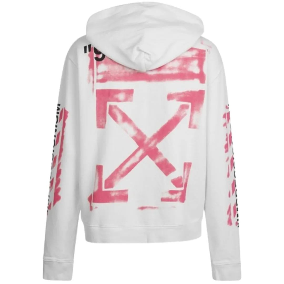 Off-White Stencil Spray Diagonal Design Slim Fit White Hoodie