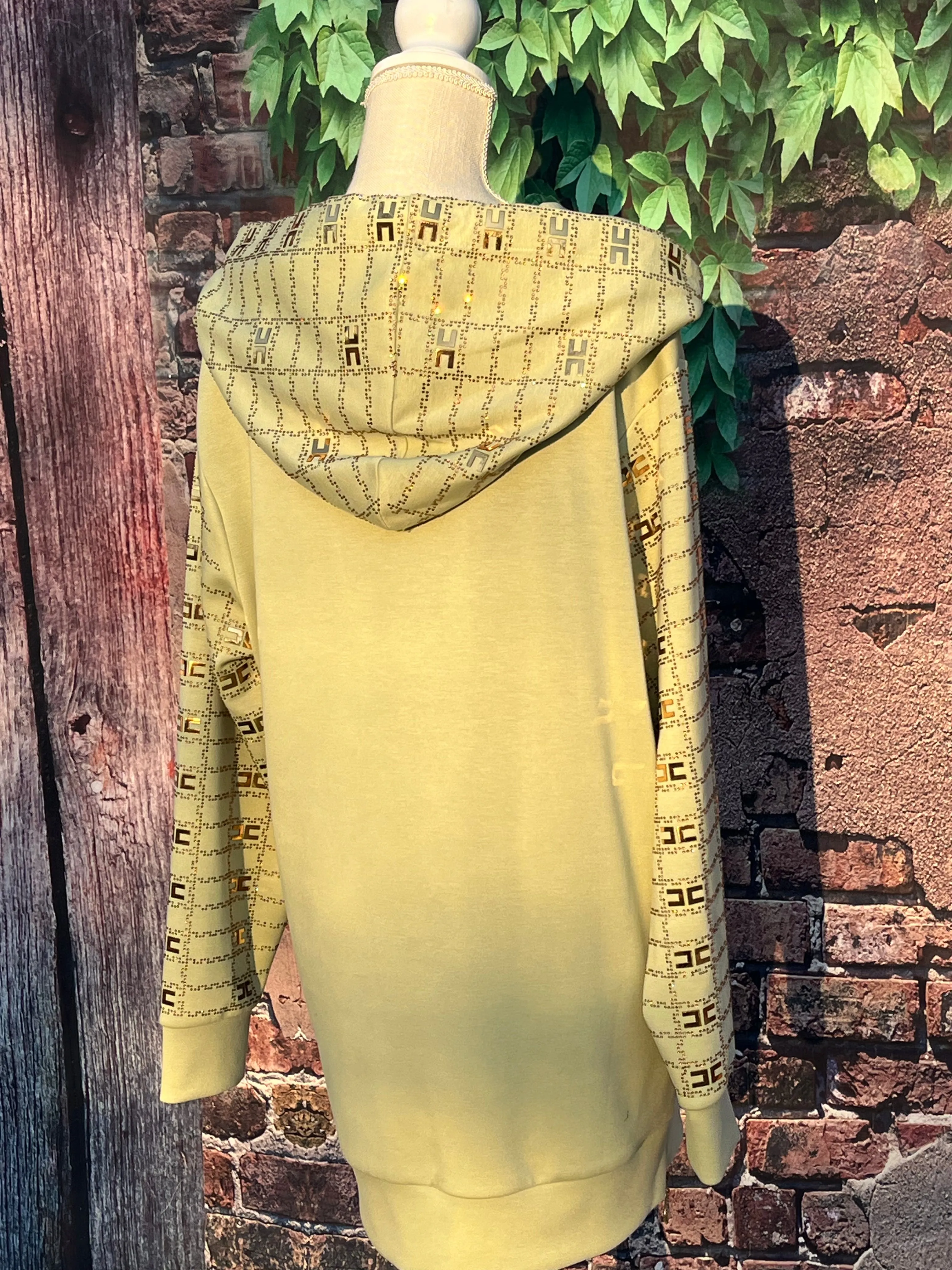 Olive Green long sleeve tunic with sparkly crystals.