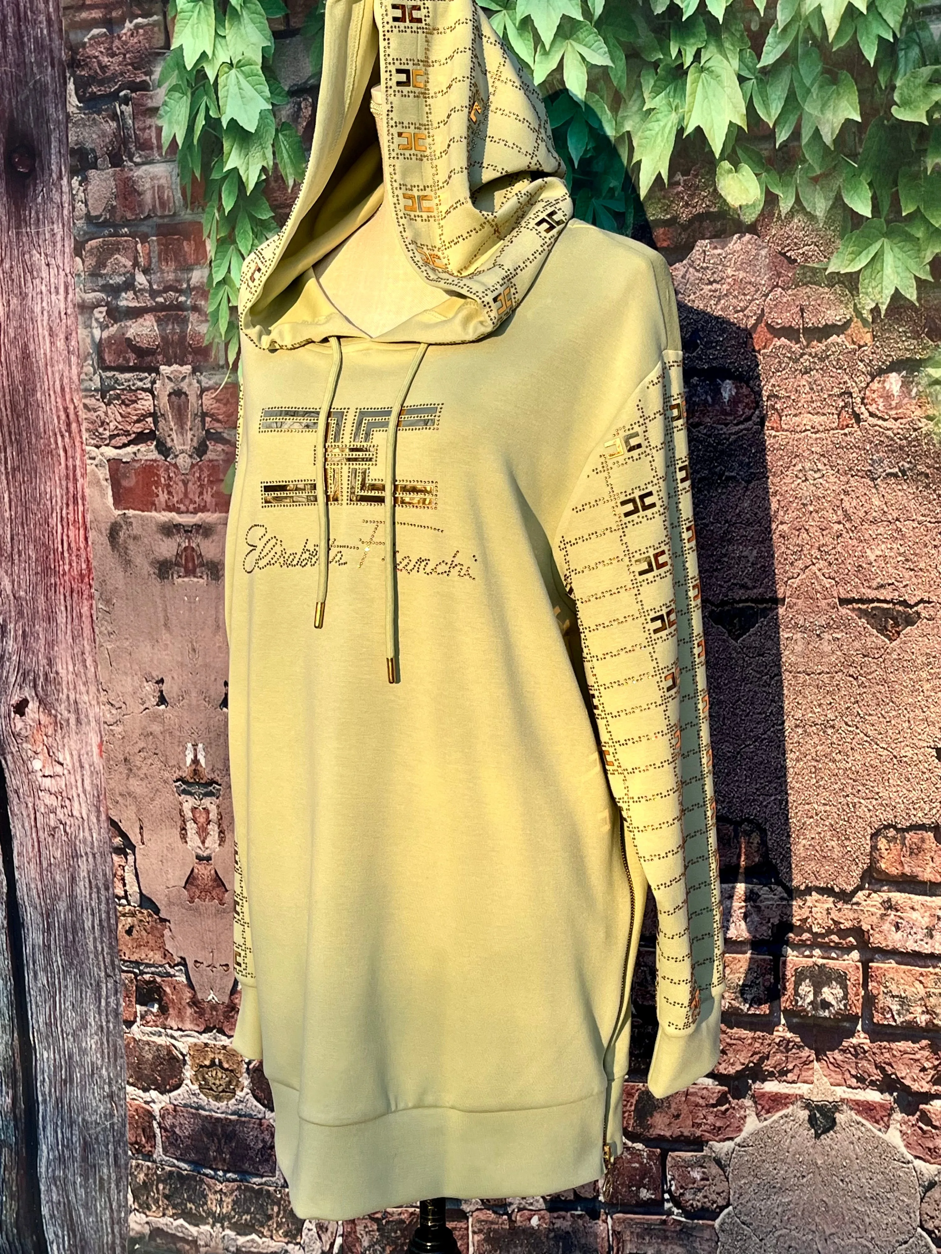 Olive Green long sleeve tunic with sparkly crystals.