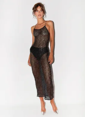 One Moment Sequin Maxi Dress - Black