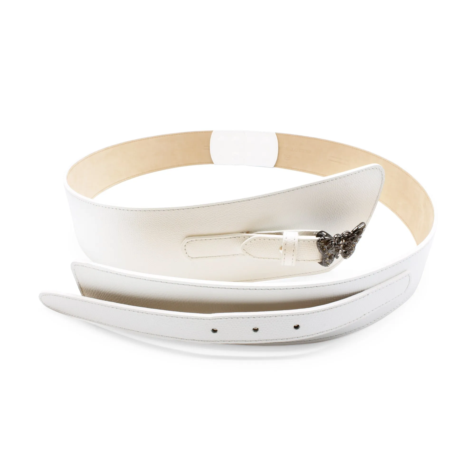 Optic White Fonda Wide Asymmetric Butterfly Belt