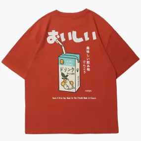 Orange Juice Cat Streetwear T-Shirt