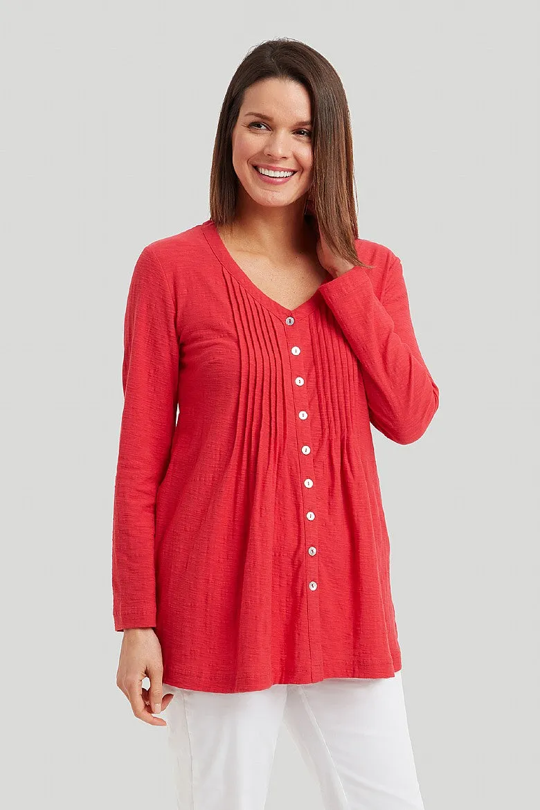 Organic Cotton Slub Riven Tunic – Red