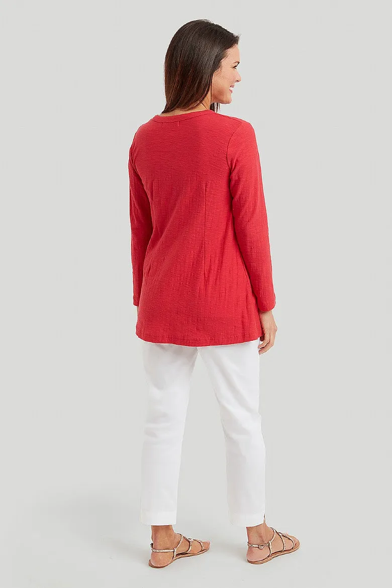 Organic Cotton Slub Riven Tunic – Red