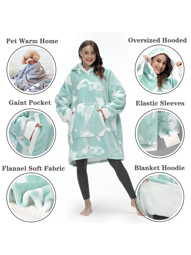 Oversized Hoodie Sweatshirt Women Tie Dye Hoodies Fleece Giant Wearable Blanket