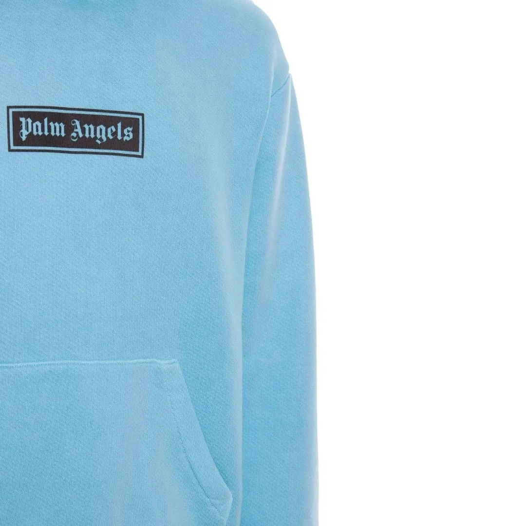 Palm Angels Garment Dyed Box Logo Light Blue Hoodie