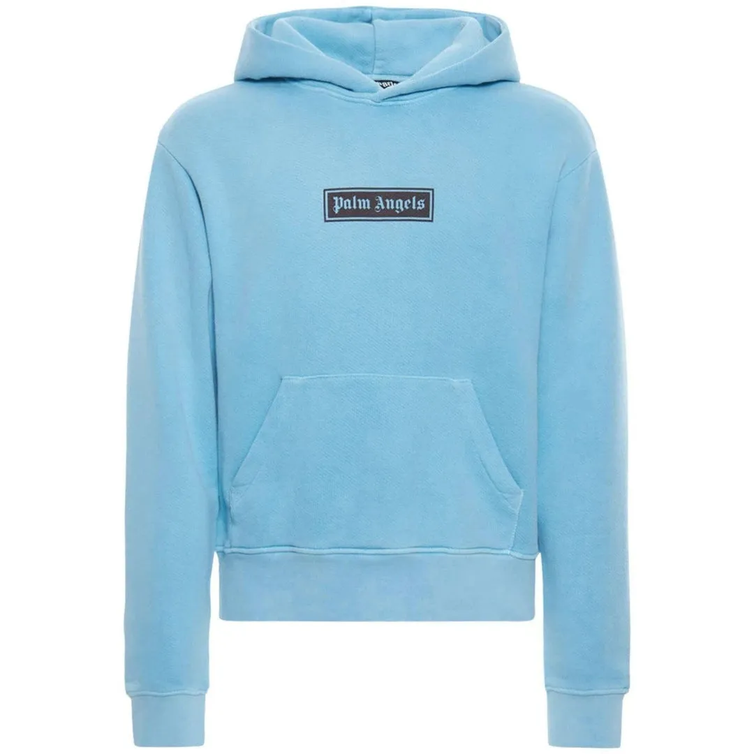 Palm Angels Garment Dyed Box Logo Light Blue Hoodie