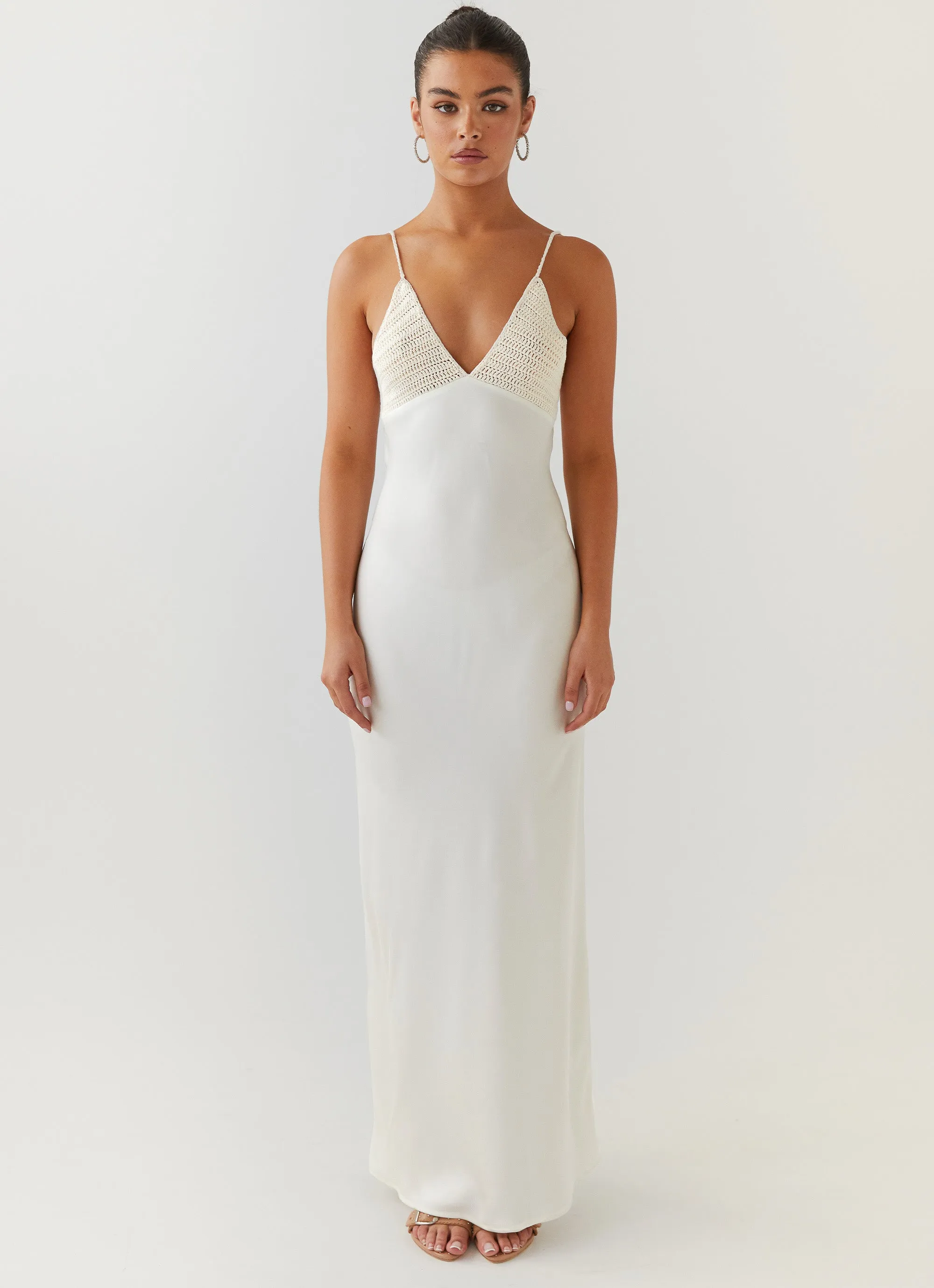 Perfect World Satin Maxi Dress - Pearl Dove